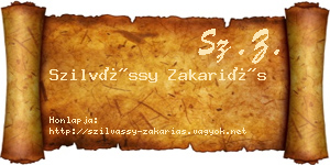 Szilvássy Zakariás névjegykártya